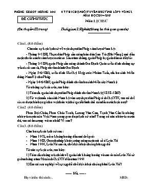 Đề thi chọn đội tuyển HSG tỉnh lớp 9 vòng 2 năm học 2014-2015 môn Lịch sử